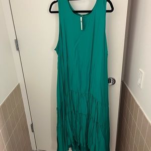Anthropologie Kelly Green Maxi Dress with tiered bottom